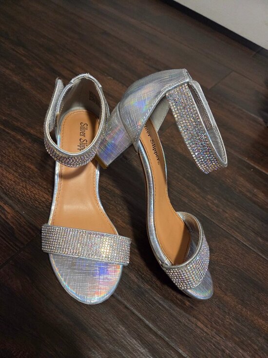 Silver Slippers Other - Silver slippers girls heels